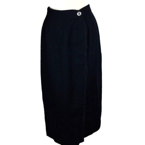 I. Magnin Vintage Take Six retro womens black wool skirt fring front skirt sz.10 - Picture 9 of 9